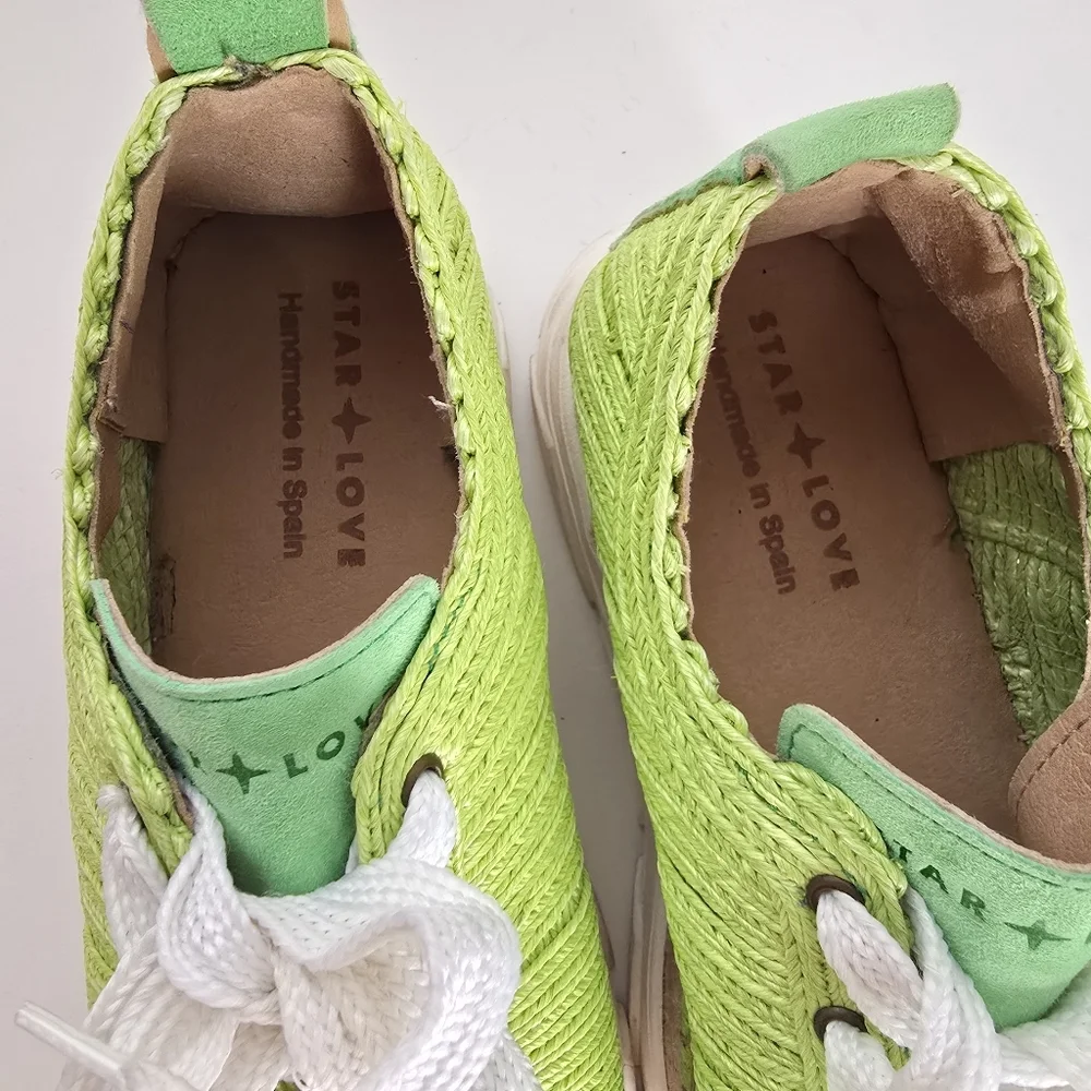 Star Love Lime Green Platform Espadrille Sneakers Size 38
